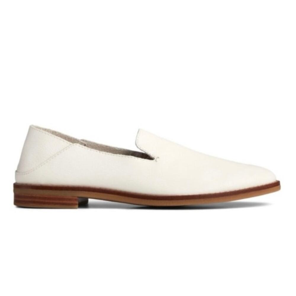Sperry‎ Women's Size 7.5 Seaport Levy Ivory LeatherNautical Loafers Slip On